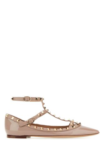 Antiqued Pink Leather Rockstud Ballerinas - Valentino Garavani - Modalova