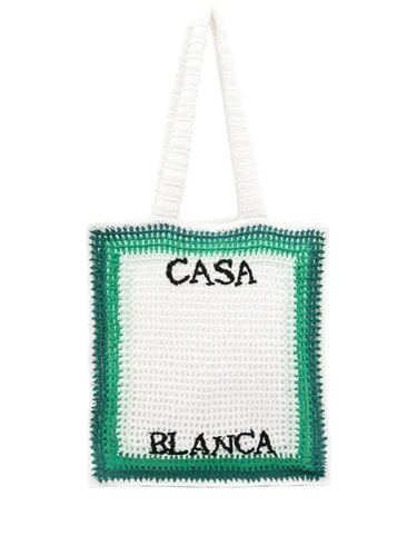 Crocheted Tennis Tote Bag In And White - Casablanca - Modalova