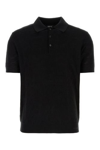 Versace Black Silk Blend Polo Shirt - Versace - Modalova