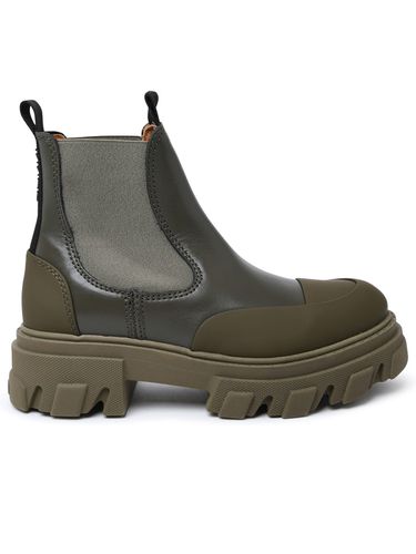 Ganni Green Leather Ankle Boots - Ganni - Modalova