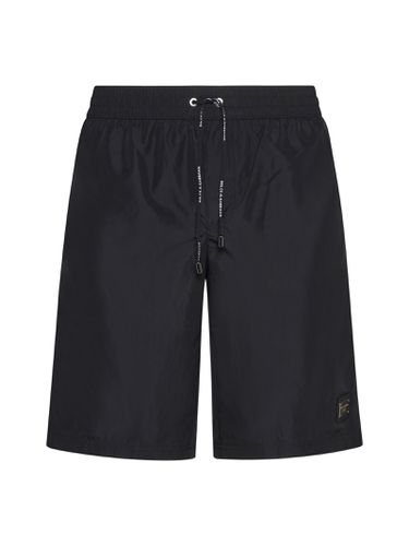 Plaque Logo Swim Trunks - Dolce & Gabbana - Modalova