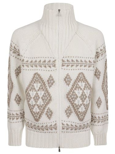 High-neck Intarsia-knit Cardigan - Brunello Cucinelli - Modalova