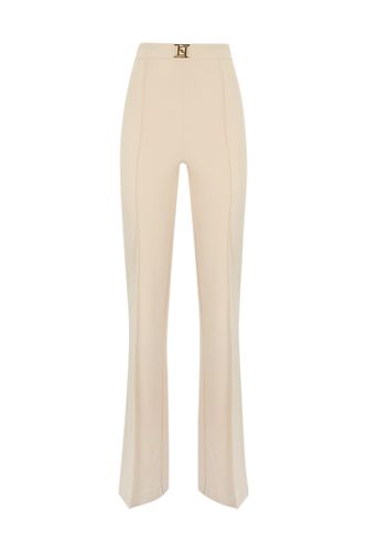 Palazzo Trousers In Stretch Crêpe - Elisabetta Franchi - Modalova