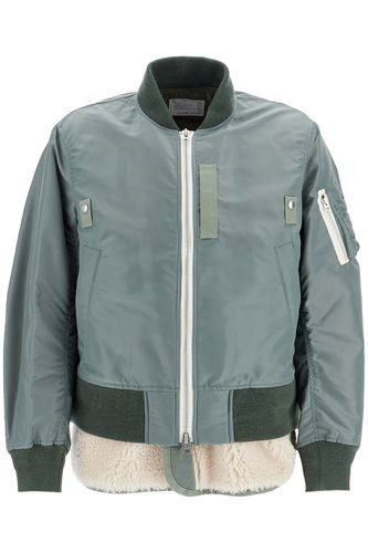 Shearling Insert Nylon Bomber Jacket - Sacai - Modalova