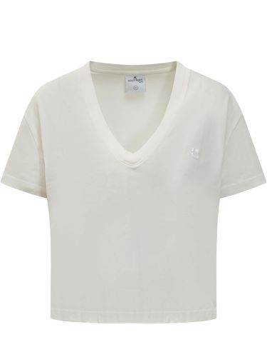 Courrèges V Neck Cropped T-shirt - Courrèges - Modalova