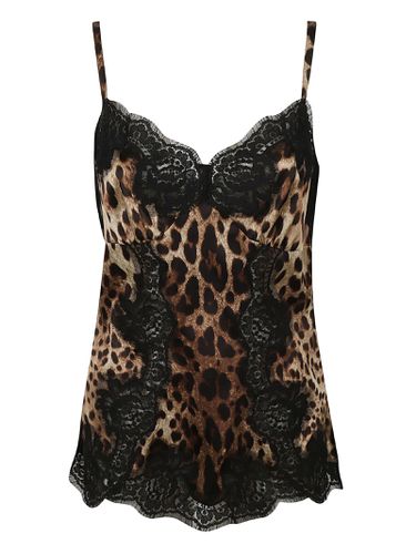 Lace Paneled Animalier Print Top - Dolce & Gabbana - Modalova