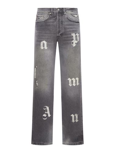 Logo Printed Straight Leg Jeans - Palm Angels - Modalova