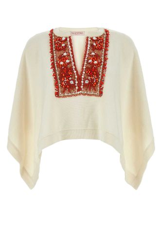 Ivory Cotton Blend Poncho - Valentino Garavani - Modalova