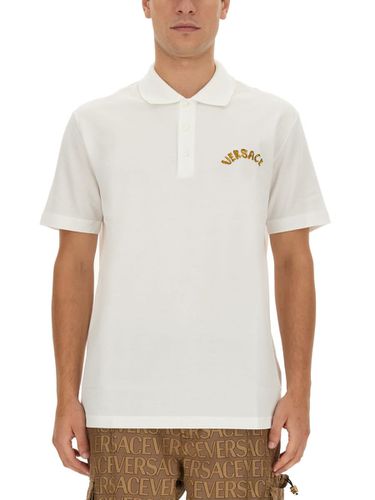 Versace Polo With Logo Embroidery - Versace - Modalova