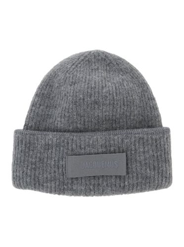 Le Bonnet Gros Grain With Logo Patch On The Brim In Cashmere And Wool Man - Jacquemus - Modalova