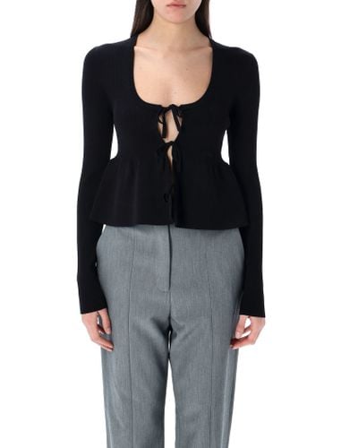 Ganni Rib Knit Tie String Cardigan - Ganni - Modalova