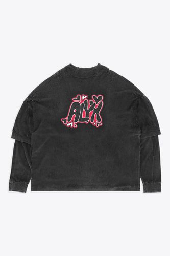 Double Sleeve Needle Punch Grafic T-shirt Black Distressed Jersey Double Sleeves T-shirt With Logo - Double Sleeve Needle Punch Graphic T-shirt - 1017 ALYX 9SM - Modalova
