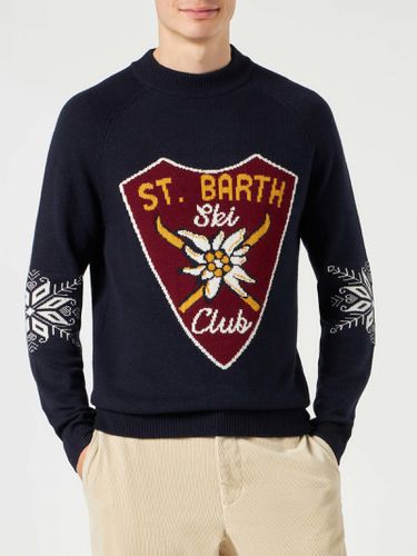 Man Half-turtleneck Navy Sweater With Print - MC2 Saint Barth - Modalova