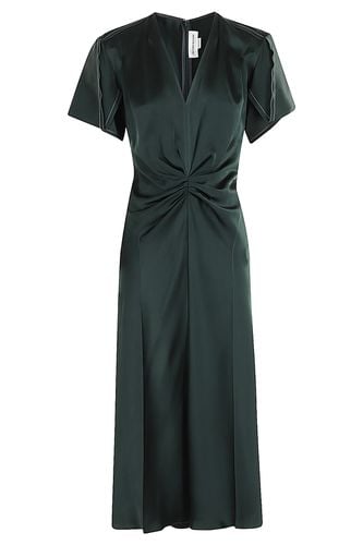 Gathered V Neck Midi Dress - Victoria Beckham - Modalova