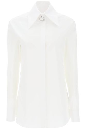 Poplin Shirt With Jewel Button - Balmain - Modalova