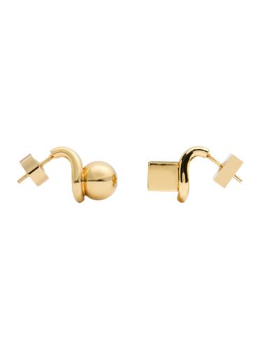 Les Puces Nodo Metallic Earings With Rear Butterfly Closure And Rhinestoned Charm In Brass Woman - Jacquemus - Modalova