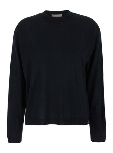 Black Crewneck Pullover In Wool Woman - SEMICOUTURE - Modalova