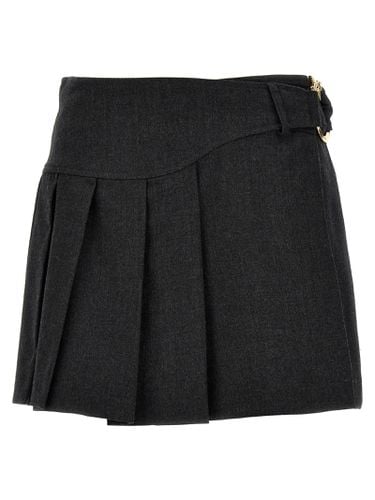Flannel Miniskirt With Piercing Buckle - Pinko - Modalova