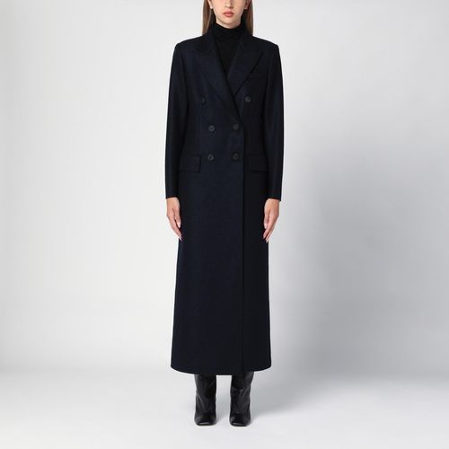 Navy Blue Wool Double-breasted Coat - Harris Wharf London - Modalova