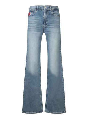 High Waist Logo Patch Jeans - M05CH1N0 Jeans - Modalova