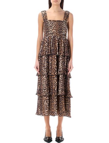 Ganni Leopard Flounce Long Dress - Ganni - Modalova