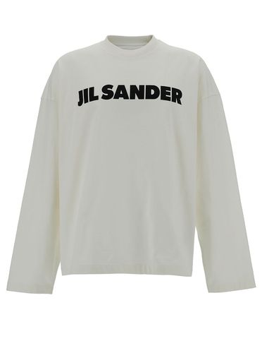Long Sleeve T-shirt With Contrasting Logo Print In Lightweight Cotton Man - Jil Sander - Modalova