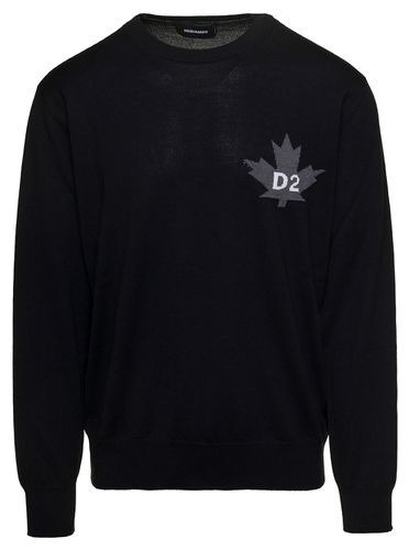 D2 Leaf Sweater With Jacquard Logo At The Front In Wool Man - Dsquared2 - Modalova