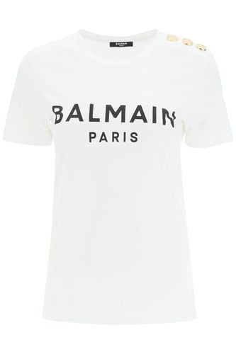 Logo T-shirt With Embossed Buttons - Balmain - Modalova