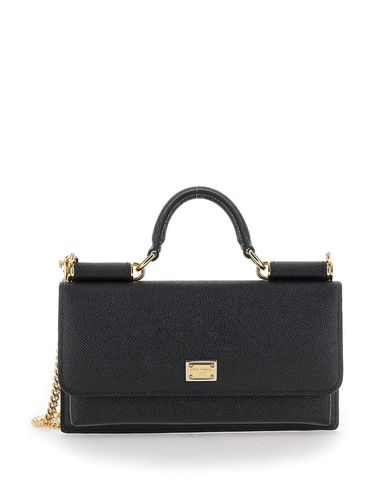 Crossbody Bag With Logo Plaque In Grained Leather Woman - Dolce & Gabbana - Modalova
