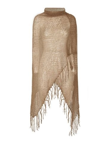 Fringed Overall Mesh Long Poncho - Mirror in the Sky - Modalova