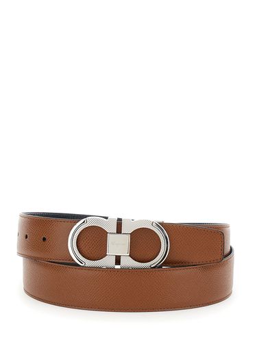 And Black Reversible Belt With Gancini Buckle In Leather Man - Ferragamo - Modalova