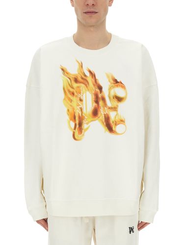 Burning Monogram Sweatshirt - Palm Angels - Modalova