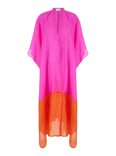 Pink And Orange Maxi Dress In Silk Woman - The Rose Ibiza - Modalova