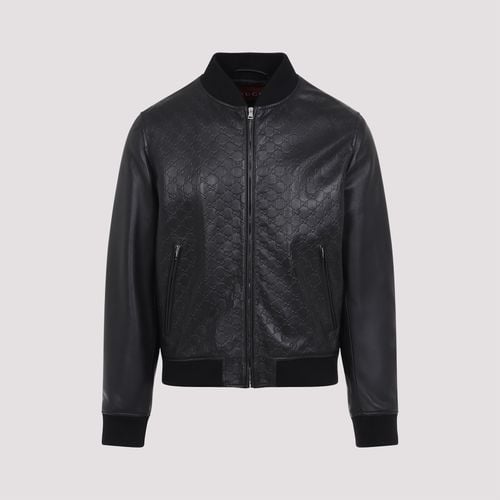 Gucci Leather Gg Logo Jacket - Gucci - Modalova