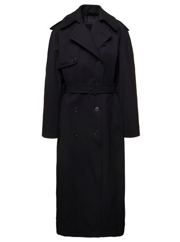 Double-breasted Trench Coat With Belt In Wool And Cotton Woman - Balenciaga - Modalova