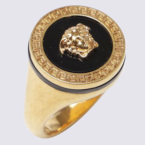 Gold-tone And Black Metal Ring - Versace - Modalova