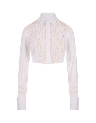 Cropped Poplin Shirt With Valencienne Lace - Ermanno Scervino - Modalova