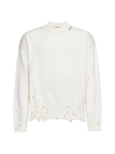 Distressed Crewneck Knitted Jumper - Marni - Modalova