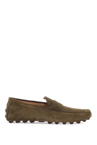 Olive Green Suede Loafers With Rubber Sole - Tod's - Modalova