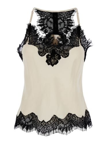 Lucy White Camie Top With Lace Trim And Racerback In Silk Woman - Gold Hawk - Modalova