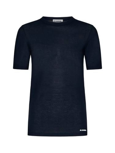 Night Blue Cotton Jersey Regular T-shirt By Ganni With Sleeve And Front Print - Jil Sander - Modalova