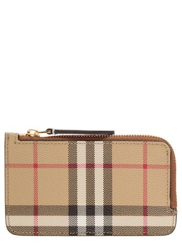 Card Case With Check Motif In Eco Leather Woman - Burberry - Modalova