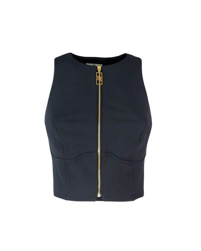 Double Layered Cropped Crepe Top - Elisabetta Franchi - Modalova