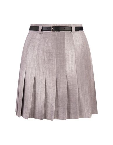 Silk Pleated Mini Skirt With Belt - Ermanno Scervino - Modalova