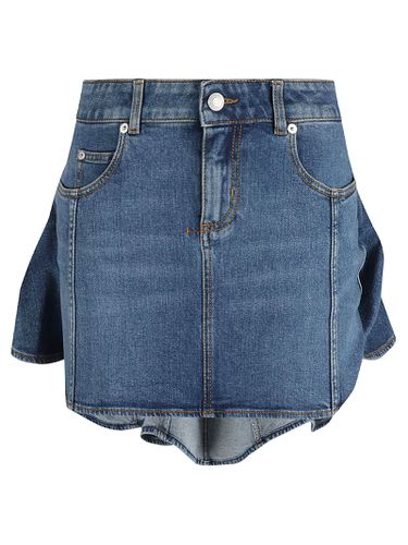 Asymmetric Tri Pocket Short Denim Skirt - Alexander McQueen - Modalova
