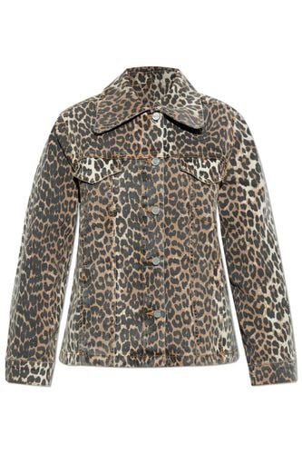 Denim Jacket With Animal Print - Ganni - Modalova