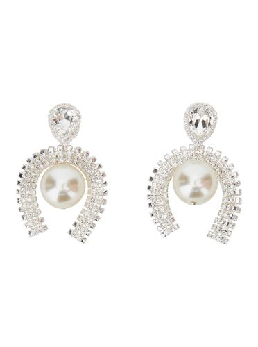Silver Colored Earrings With Pendant And Rhinestones In Brass Woman - Magda Butrym - Modalova