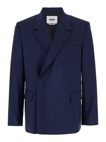 Double-breasted Jacket With Notched Revers In Wool Stretch Man - MSGM - Modalova