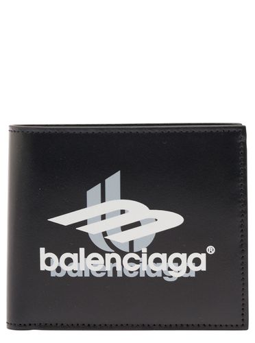 Bifold Wallet With Layered Sports Motif Print In Leather Man - Balenciaga - Modalova