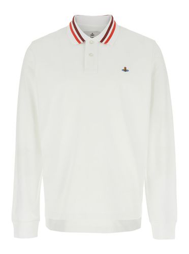 Polo Shirt With Contrasting Collar And Orb Logo Detail On The Front In Cotton Man - Vivienne Westwood - Modalova